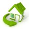 Green 3d house and recycling arrow around