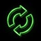 Green 3d neon refresh reload restart recycle icon.