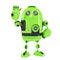 Green 3d Robot waving hello. . Contains clipping path
