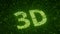 Green 3D text made with flying luminescent particles. Information technology related loopable animation