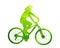 Green abstract cyclist woman silhouette
