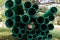 Green Abstract Flare Pipes Openings Glow Industrial Tubes