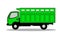 green abstract line art illustration pick up car, small car for cargo