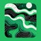 Green Abstract Ocean Waves Ring Design Illustration
