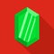 Green adamant icon, flat style.