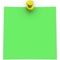 Green adhesive note with yellow thumbtack