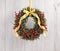 Green advents wreath with autumn decoration