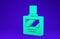 Green Aftershave icon isolated on blue background. Cologne spray icon. Male perfume bottle.  3d illustration 3D render