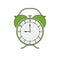 Green alarm clock on isolated white background. Vector illustration