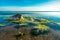 Green algae moving in the clear water of the baltic sea