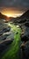 Green Algae In Water At Sunset: Photo-realistic Landscapes By Desertwave