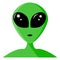 Green alien face with large black eyes. Martian portrait isolated in white background Extraterrestrial Extraterrestrial humanoid