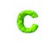 Green alien flesh font - letter C in monstrous style isolated on white background, 3D illustration of symbols