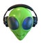 Green Alien Head with Headphones