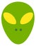 Green alien head. Space monster face icon