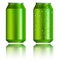 Green aluminum cans with drops, realistic style