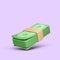 Green american hundred dollar stack. 3D realistic cartoon paper money. Pack of banknote casino win or jackpot. Modern business