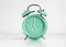 Green analog retro twin bell alarm clock