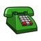 Green Analog Telephone Technology. Business Icon Illustration