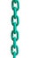 Green anchor chain on a white