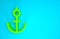 Green Anchor icon isolated on blue background. Minimalism concept. 3d illustration 3D render