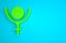 Green Ancient astrological symbol of Pluto icon isolated on blue background. Astrology planet. Zodiac and astrology sign