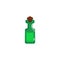 Green ancient bottle of magic potion cartoon flat vector illustration isolated.