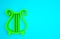 Green Ancient Greek lyre icon isolated on blue background. Classical music instrument, orhestra string acoustic element