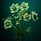 green anemone flowers on a green background
