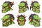 Green angry orc head icon. Generate Ai