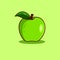 Green apple. Appetizing fruits. Apple with leaves juicy young ripe fruit