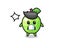 Green apple character cartoon with shocked gesture