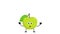 Green apple character jumps for joy