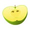 Green apple fruit slice realistic 3d healthy vegetarian sweet ripe vector illustration.