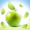 Green Apple and leafe with clipping path