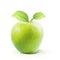 Green Apple and leafe isolated with clipping path