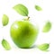 Green Apple and leafe isolated with clipping path