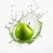 Green Apple Liquor Splash On White Background