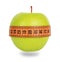 Green apple and orange measuring tape