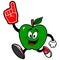 Green Apple Running with Foam Finger