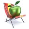 Green apple sitting in beach chair