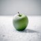 a green apple sitting on top of a pile of snow. generative ai