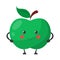 Green apple smiling character  isolated. Cute food