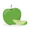 Green apple. Sweet tasty slice of fruit, delicious meal.