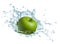 Green apple in water