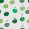 green apples vector seamless pattern. Fruit with leaves, diet vitamin background