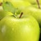 Green apples with water drops