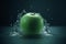 Green apples, water splash