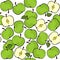 Green apples on white fruit seamless pattern