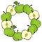 Green apples wreath on white fruit illustration